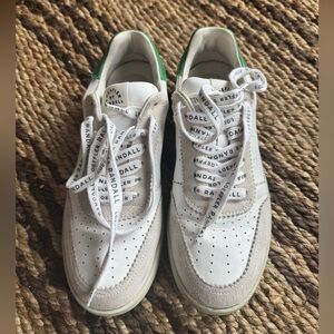 Gently Used Loeffler Randall Keeley White and Green Sneakers, 10